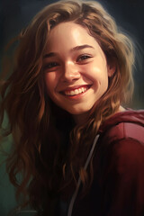 photorealistic visually appealing smiling teenage girl