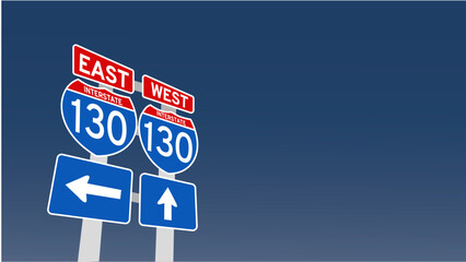 vector illustration of 130 kmh speed limit on Blue Street Traffic Signs - obrazy, fototapety, plakaty