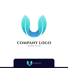 Letter u logo concept with leaf © Faiqotur