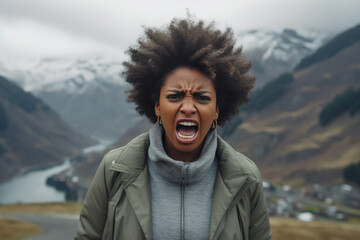 A Woman With An Angry Look On Her Face - obrazy, fototapety, plakaty