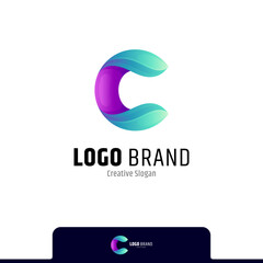Letter c logo concept with leaf