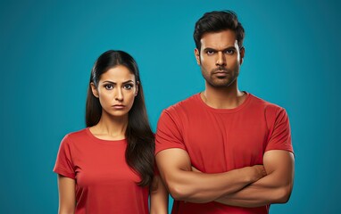 Obraz premium fied young offended frowning couple two friends 