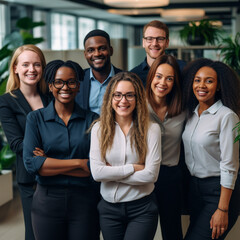 Fototapeta premium Diverse group of workers in an office.