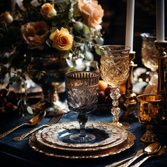 Decorated table for a celebration or wedding.