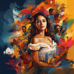 Illustration of Hispanic Heritage Month. Hispanic culture. Hispanic American.