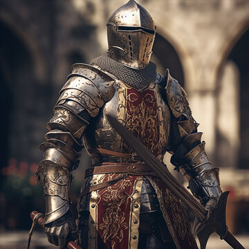 Medieval soldier in armor.