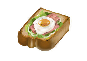 リアルなベーコンエッグトースト