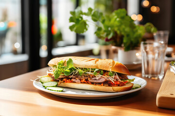 Banh Mi On Plate In Scandinavianstyle Cafe