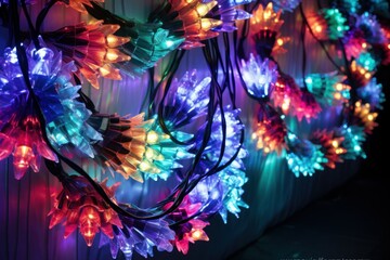 New Year's garland neon on a dark background