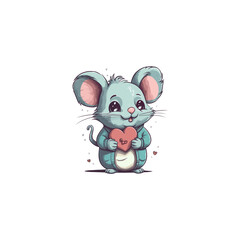 Cute cartoon mouse isolated on transparent on PNG background