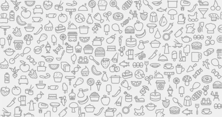Deurstickers background with food icons, cooking, food icon background © Gunel