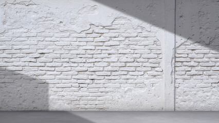 Renovating an old grunge brick wall by painting white color, improvement and renovation concept