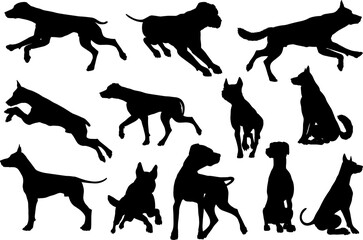 Dog Silhouettes Animal Set - obrazy, fototapety, plakaty
