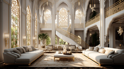 luxurious arabic pallace building design - Powered by Adobe