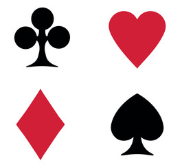 4 suits of cards in their colors
