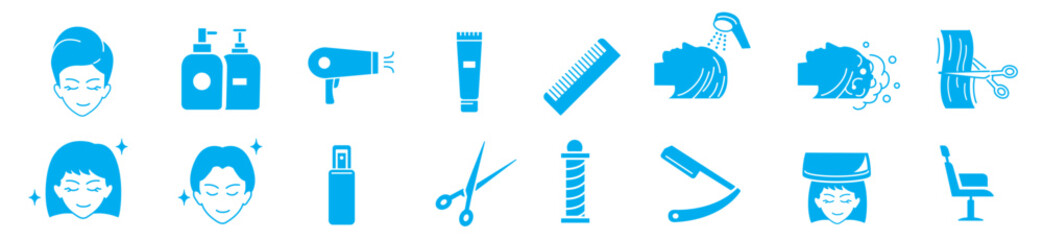 Hair salon Barber cut dryer icon set vector