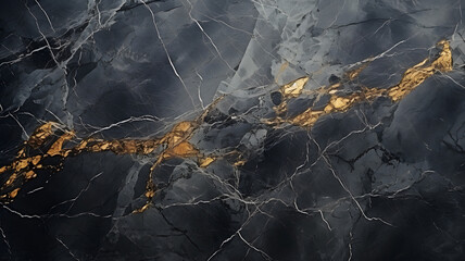 arafed image of a black marble with gold streaks Generative AI
