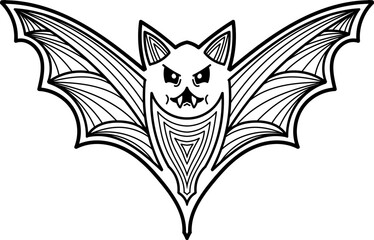 Halloween bat character. Cute funny outline hand drawn icon.