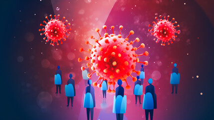 Fototapeta na wymiar A vibrant and informative image illustrates the impact of prior SARS-CoV-2 infection and mRNA vaccination on contagiousness and infection risk