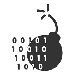 Vector illustration of laptop virus bomb icon in dark color and transparent background(PNG).