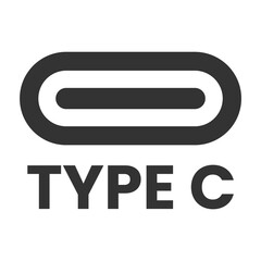 Vector illustration of charger type C icon in dark color and transparent background(PNG).