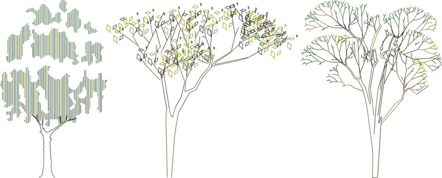 Vector sketch illustration of tree and plant clipart design to complete the image