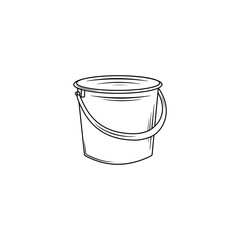 garden bucket in outline style on white background