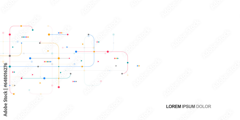 Poster digital technology concept with integrated circuit and network communication elements