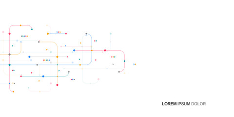 Digital technology concept with integrated circuit and network communication elements