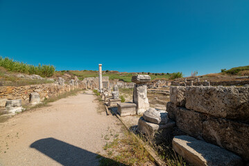 Ancient city of Perge in Antalya, Turkey. Historical ruins in the ancient city of Pamphylia