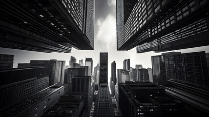 Fototapeta na wymiar arafed view of a city with tall buildings and a sky line Generative AI