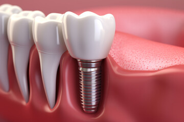 3D generated dental teeth implant.Health concept.Created with Generative AI technology.