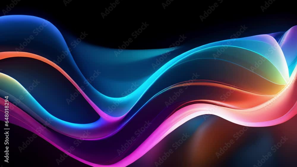 Poster chromatic ribbons luminous ribbons of various colors morph and intertwine, pulsating and vibrating i