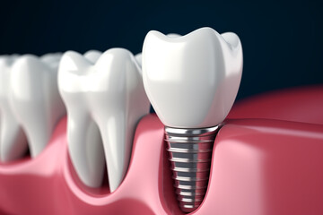 3D generated dental teeth implant.Health concept.Created with Generative AI technology.