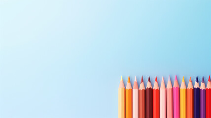 Fototapeta premium A colored pencils on pastel background minimal concept.
