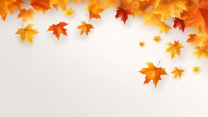 Naklejka na ściany i meble Autumn fall with falling maple leaves.Flying maple leaves isolated on white background.