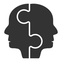 Vector illustration of head puzzles icon in dark color and transparent background(PNG).