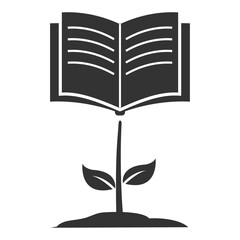 Vector illustration of plant book icon in dark color and transparent background(PNG).