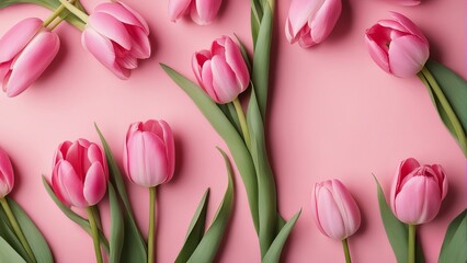 bouquet of pink tulips professional shot art design concept