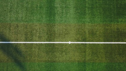 Aerial of Football Pitch with Artificial Green Turf - obrazy, fototapety, plakaty