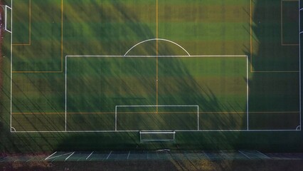 Aerial of Football Pitch with Artificial Green Turf