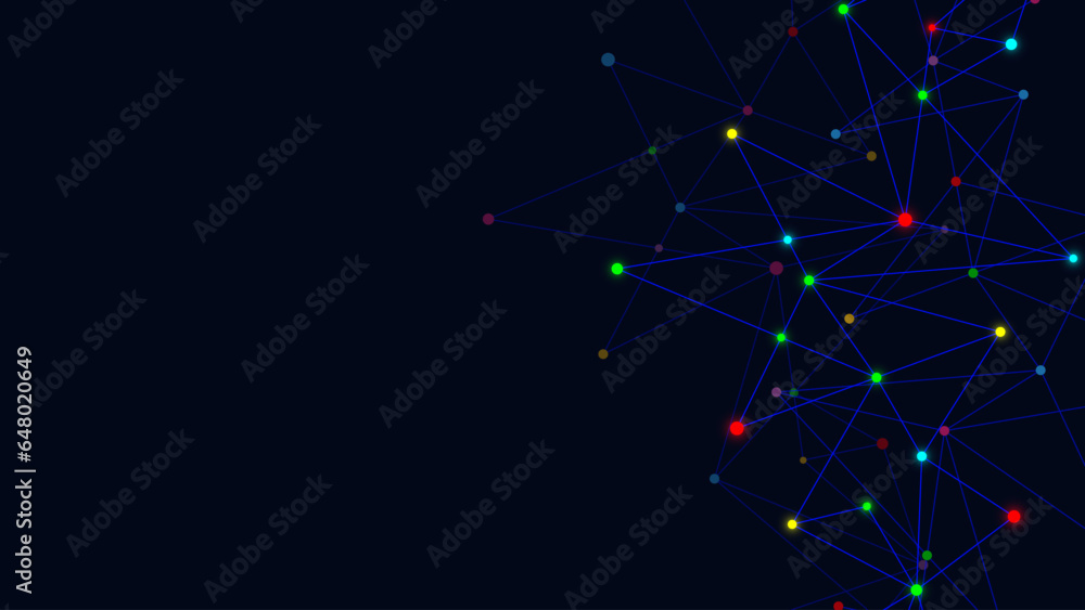 Poster abstract technology background with connecting the dots and lines. global network connection, intern