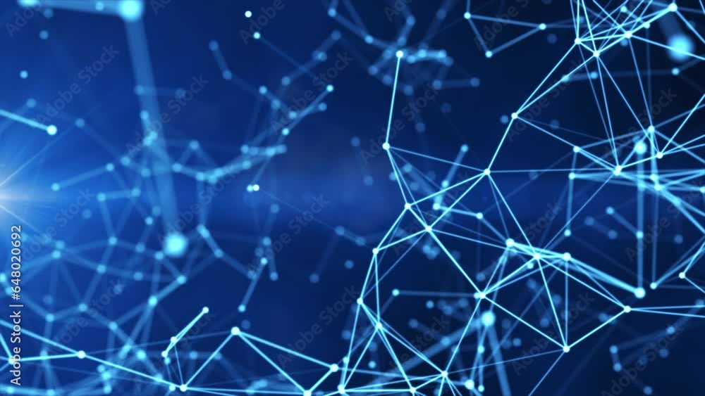 Poster abstract background with motion plexus of dots and lines. futuristic visualization of a network conn