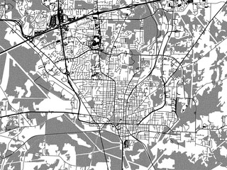 Greyscale vector city map of  Jackson Tennessee in the United States of America with with water, fields and parks, and roads on a white background.