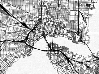 Greyscale vector city map of  Jacksonville Center Florida in the United States of America with with water, fields and parks, and roads on a white background.