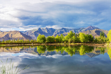 Mountains, Pastures, and Plateau Lakes in Nanshan Park, Lhasa City, Tibet Autonomous Region, China