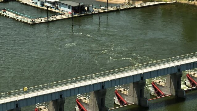 Historical Lock and Dam No. 4, built in 1935 by the USACE near Alma, Wisconsin.
