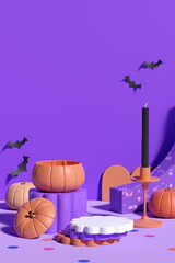 Halloween Vertical Product Display Background. 3D Rendering.