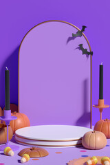 Halloween Vertical Product Display Background. 3D Rendering.