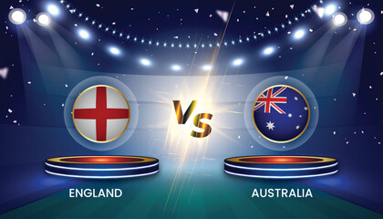 Cricket world cup India 2023 with team vs team broadcast template design